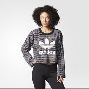 Adidas Originals Womens Pavao Sweatshirt Cropped Black/White Size Large